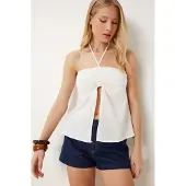 Happiness İstanbul Bomull off-shoulder halterneckblus