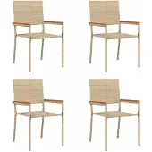 vidaXL Trädgårds stapelbara stolar 4 pcs Kräm och brun 54 x 56 x 90 cm