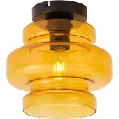 QAZQA Retro taklampa svart med orange glas - Denise