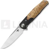 Bestech Ascot - Satin - G10 + CF + Lightburl Wood fällkniv, svart