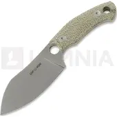 GiantMouse GMF1-XL Green Canvas Micarta, Stonewashed N690, Burgundy Leather Sheath, fixed knife