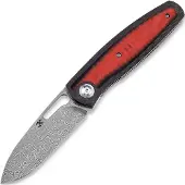Kansept Knives Mato Damascus fällkniv, Twill CF/Red and Black G-10