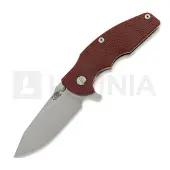 Hinderer Jurassic Magnacut Slicer Flat Grind fällkniv, Stonewash, Red