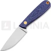 Brisa Necker 70 halskniv, Flat, blue jeans micarta, leather
