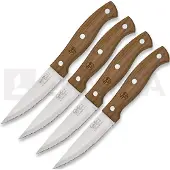 Hen & Rooster Four Piece Steak Knife Set Wood