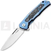 Lionsteel Q4ttro, Satin MagnaCut, Blue Titanium Carbon Fiber Inlay, pocket knife, Michele Pensato design