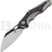 Bestech Nogard - Blackwash + Satin - Black Red Marble CF fällkniv, grå