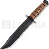 Ka-Bar USMC 1218 partly serrated, leather, Leather sheath