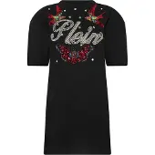 Philipp Plein Öppen Rygg T-Shirt Klänning Tatuering Strass