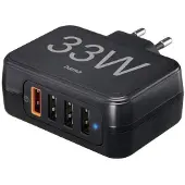Hama USB-laddare 33.00 W 4x USB-A Power Delivery 3.0, Quick Charge 3.0, QC 4+ Svart Inomhus