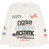 Bershka T-shirt blå / körsbärsröd / svart / vit