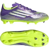 Adidas F50 League Fg/ag Radiant Blaze - Lila/vit/lucid Lemon Barn, storlek 28
