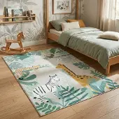 Little Olly Barnmatta | Jungle Giraffe beige hos Volero | 120x170 cm | Polyester | Djurmönster | Rektangulär | Låg lugg