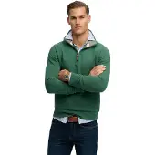 Superdry för män. M2014535A Essential Pique Sweatshirt med halv dragkedja grön (XL), Casual, Bomull