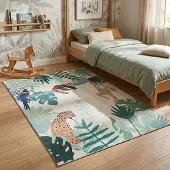 Little Olly Barnmatta | Jungle Leopard flerfärgad hos Volero | 120x170 cm | Polyester | Djurmönster | Rektangulär | Låg lugg