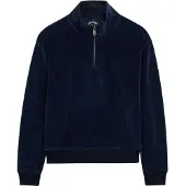Superdry för kvinnor. W2012370A T-shirt med halv dragkedja, Velour Half, marinblå (M), Casual, Bomull, Marino