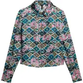 Superdry för kvinnor. W6012006A Mångfärgad genomskinlig skjorta (M), Casual, Flerfärgad, Viskos, Lång ärm