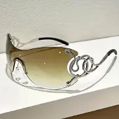 Fable Y2K Solglasögon Ormmönster Zinklegering Kantlös PC-glas Metallgångjärn Street Fashion Accessoarer