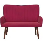 vidaXL Tvåsitssoffa Vinröd 115 x 61 x 87 cm Sammet