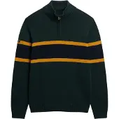 Superdry för män. M6110709A Jersey med halv dragkedja Stripe grön (L), Casual, Bomull