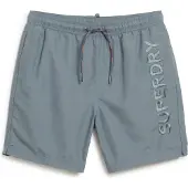 Superdry för män. M3010227A Premium baddräkt med broderier grå (M), Strandkläder, Hållbar, Återvunnen polyester
