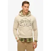 Superdry för män. M2014122A Vintage Heritage beige sweatshirt med huva och logotyp (S), Casual, Bomull