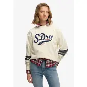 Superdry för kvinnor. W2012596A Varsity Script Loose Loose beige sweatshirt (M), Casual, Bomull