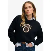 Superdry för kvinnor. W2012579A Sweatshirt Crest marinblå (M), Casual, Bomull, Marino