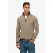 Superdry för män. M6110690A Essentials tröja med halv dragkedja brun (L), Casual, Bomull