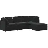 vidaXL Modulsoffa med fotpall och dynor sammet svart