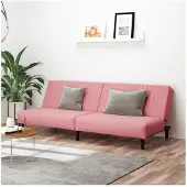 vidaXL Bäddsoffa 2-sits rosa sammet
