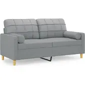 vidaXL 2-sits soffa med prydnadskuddar ljusgrå 140 cm tyg