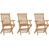 vidaXL Hopfällbara trädgårdsstolar 3 st massiv teak