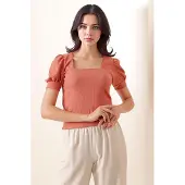 Big Dart Slim fit fyrkantig krage blus