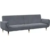vidaXL Bäddsoffa 2-sits med fotpall mörkgrå sammet