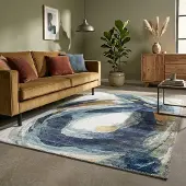 FRAAI Modern matta | Strong Brush blå/gul hos Volero | 140x200 cm | Polyester | Abstrakt | Rektangulär | Plattvävd