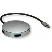 Roline 14.02.5036 USB-hubb 4 Port USB-A USB 3.2 Gen1 5 GBit/s med USB-C-kontakt Grå