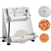 Vevor Pizzadegrulle, 3-16 tums halvautomatisk pizzapress i rostfritt stål, kommersiell elektrisk 390W pastamaskin, 260 bitar per timme, justerbar tjocklek, med degpresslock