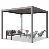 PRIMEYARD 3x3m Pergola, Lamelltak, Pärlgrå