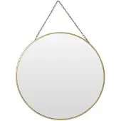 Home Styling Collection spegel på kedja i rund guldfärgad metallram