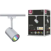 Paulmann URail spårstrålkastare Luxe, krom, ZigBee, GU10 dimbar, Förkromad / silver, Vardagsrum / matsal, Syntetmaterial, Modern