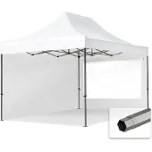 TOOLPORT 3x4,5m snabbtält, Premium stål, med sidodelar (panoramafönster), vit