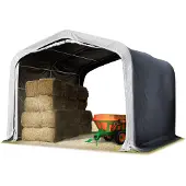 TOOLPORT Vindskydd 4x4m, PVC 850, grå, Jord