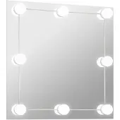 vidaXL Fyrkantig glasväggspegel med LED-lampor