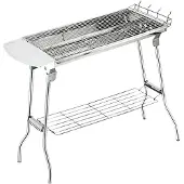 Herzberg Portabel Grill med Tillbehör - Rostfritt Stål