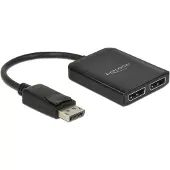 DeLOCK DisplayPort 1.4 Splitter 1 x DisplayPort to 2 x DisplayPort MST - Video/audiosplitter - 2 x DisplayPort - skrivbordsmodell