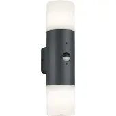 TRIO Lighting Utomhus vägglampa med rörelsesensor Hoosic, Svart, Aluminium / grå / zink