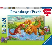 Ravensburger Pussel - 2x24 Delar - Dinosaurs at Play - - One Size - Pussel