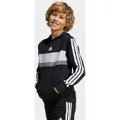 Adidas Sport sweatshirt 'SEASONAL ESSENTIALS TIBERIO 3 STRIPES FLEECE' grå / ljusgrå / svart / vit