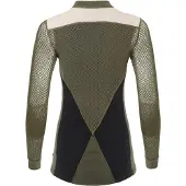 Aclima Women's WoolNet Hybrid Crew Neck Jet Black/Tarmac/Beige Melange